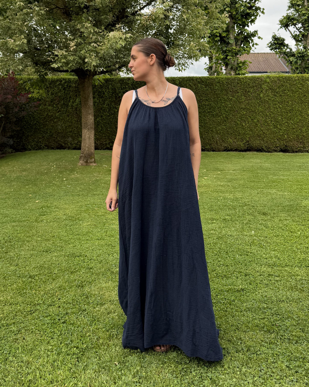 Alexandra - Robe Coton Marine