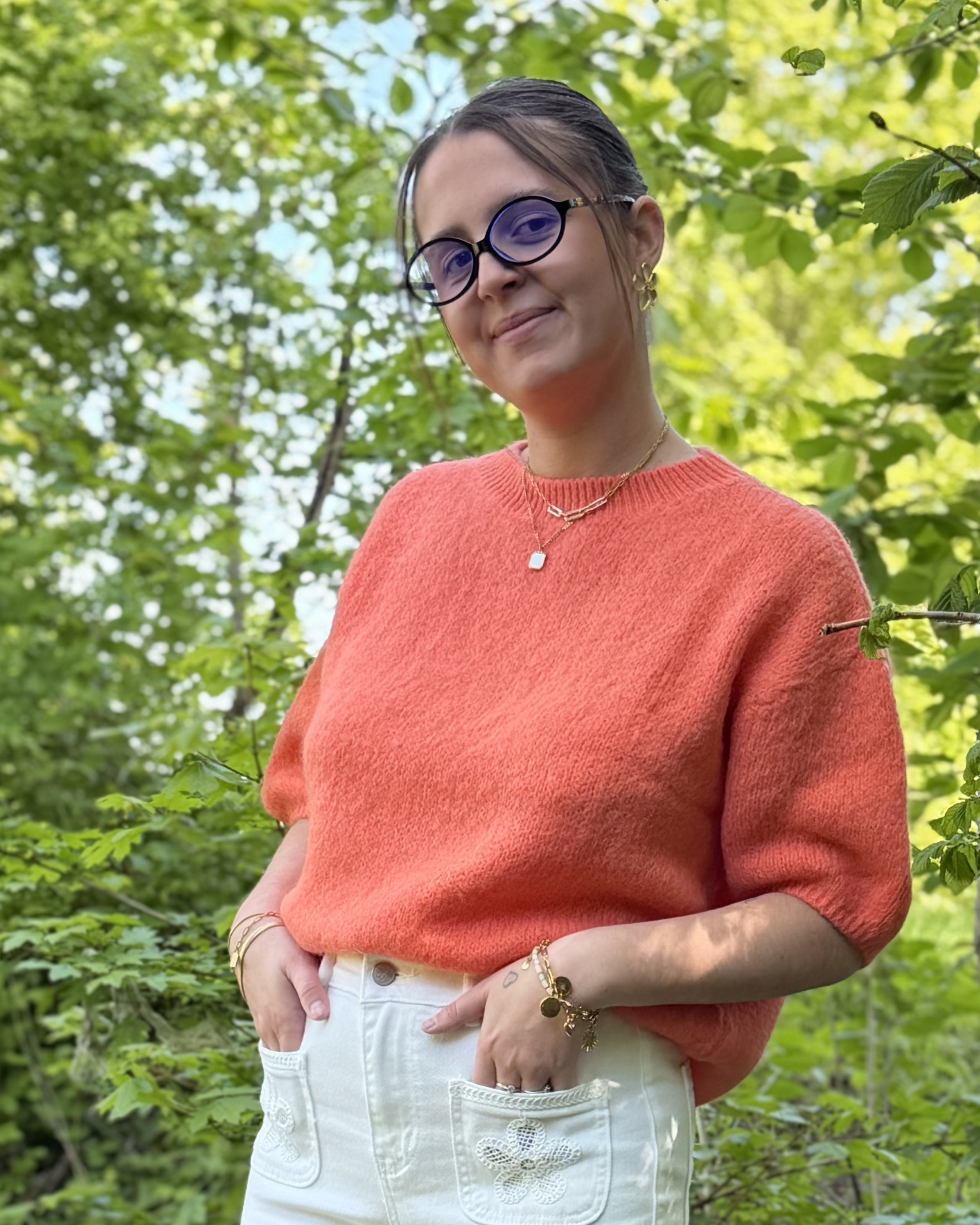 Selenay - Pull demi manche Abricot