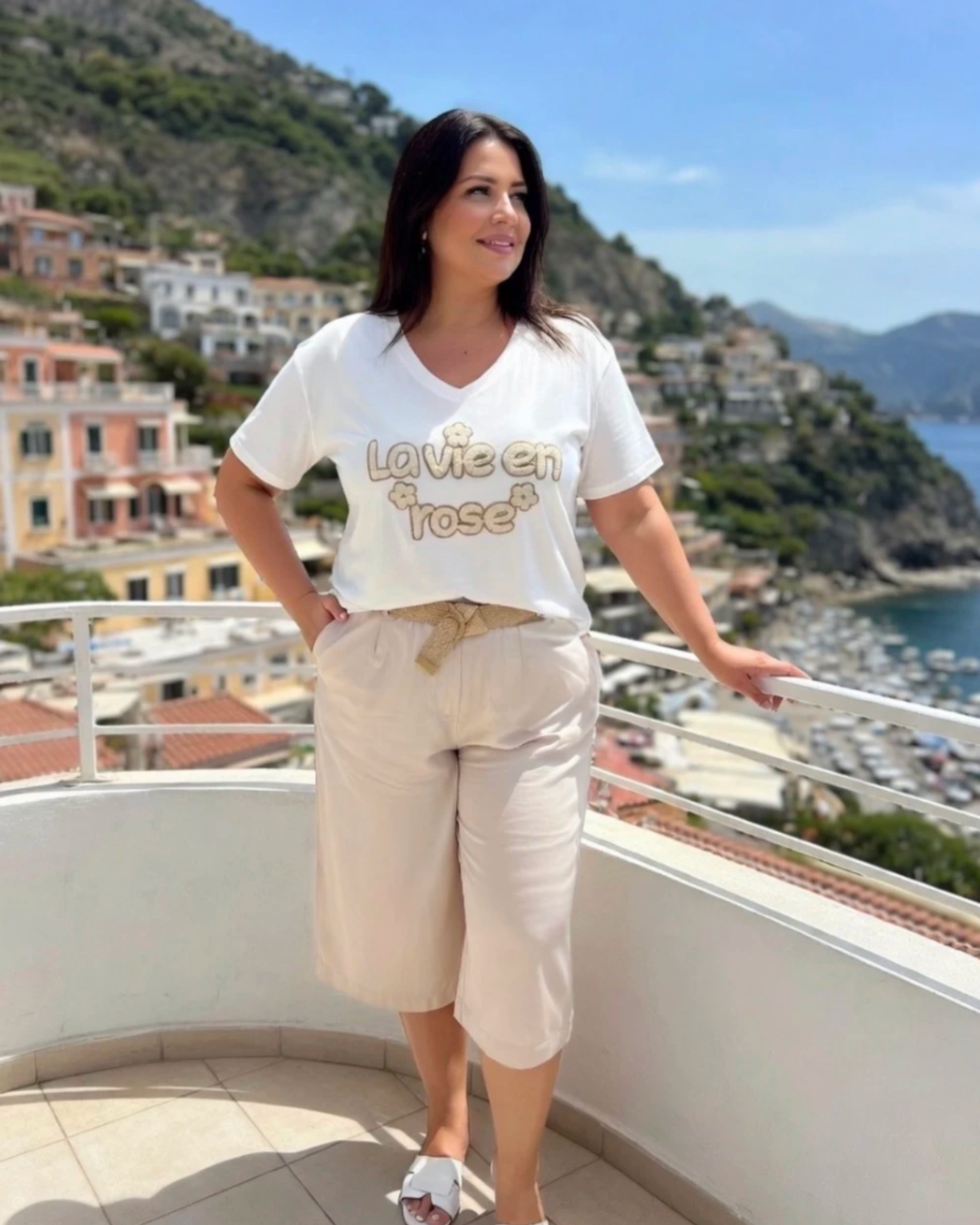 La vie en rose - Teeshirt col en V