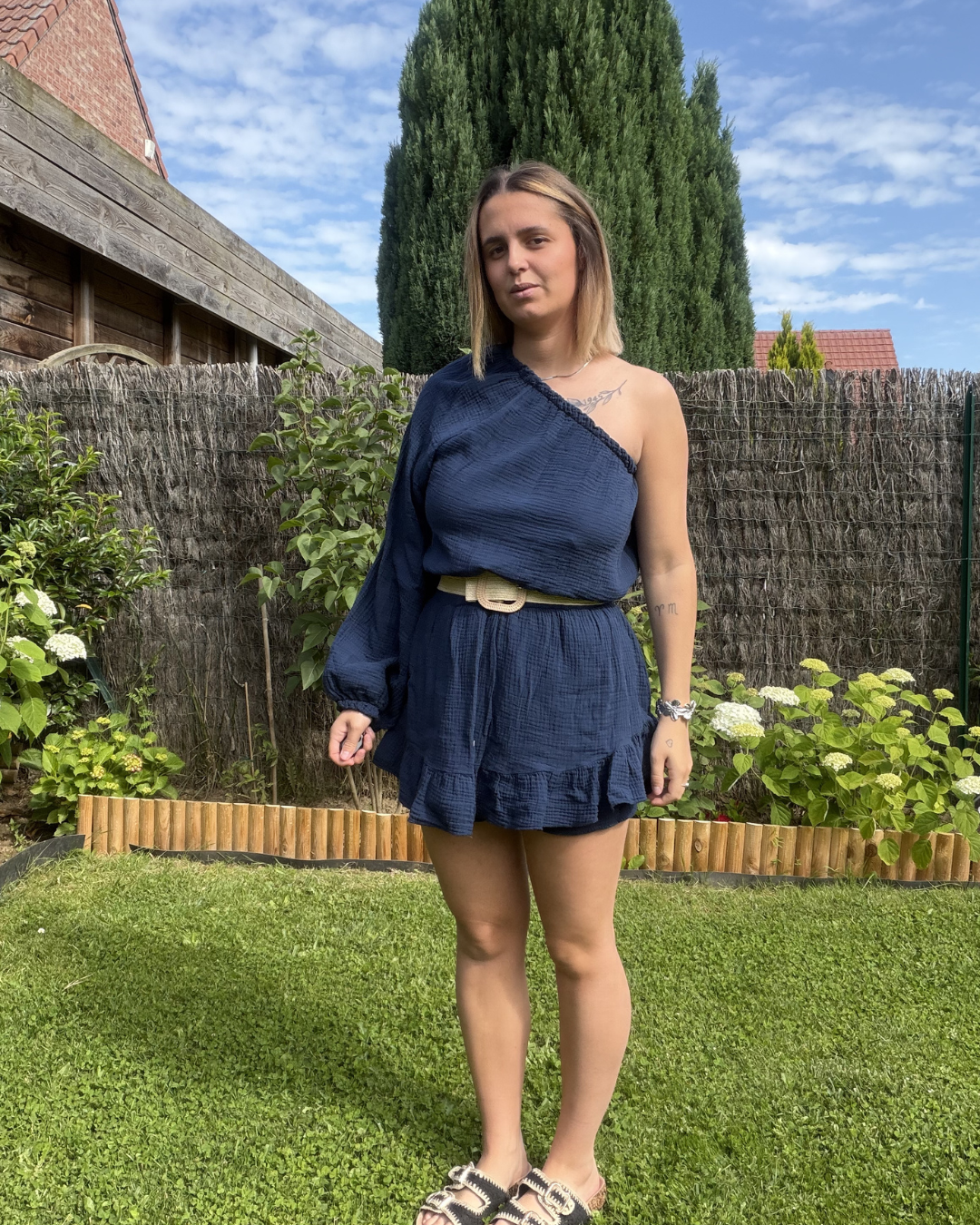 Camille - Combi short bleu marine