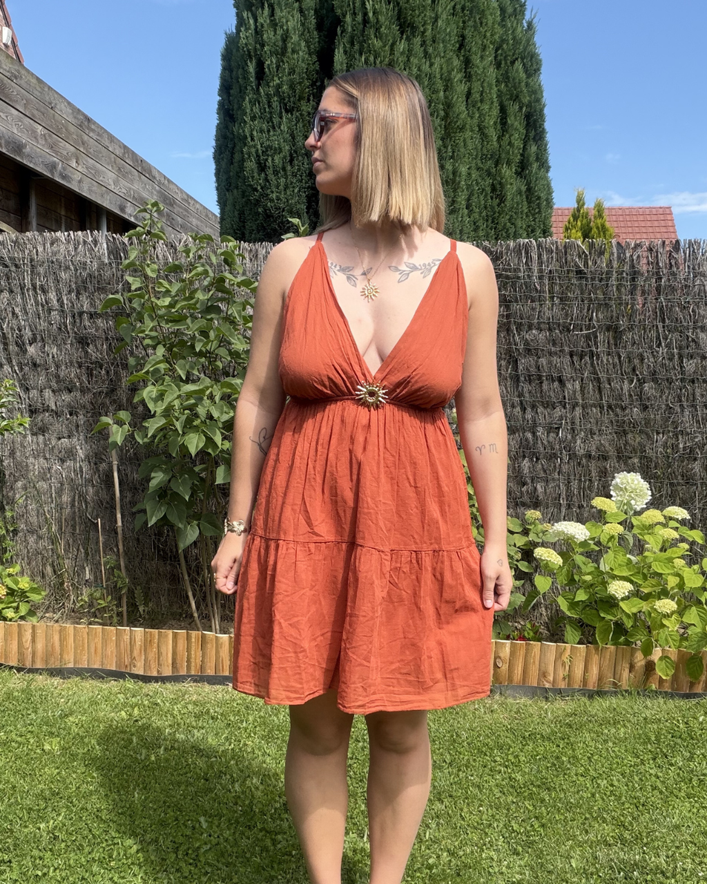 Elya - Robe Courte Terracota