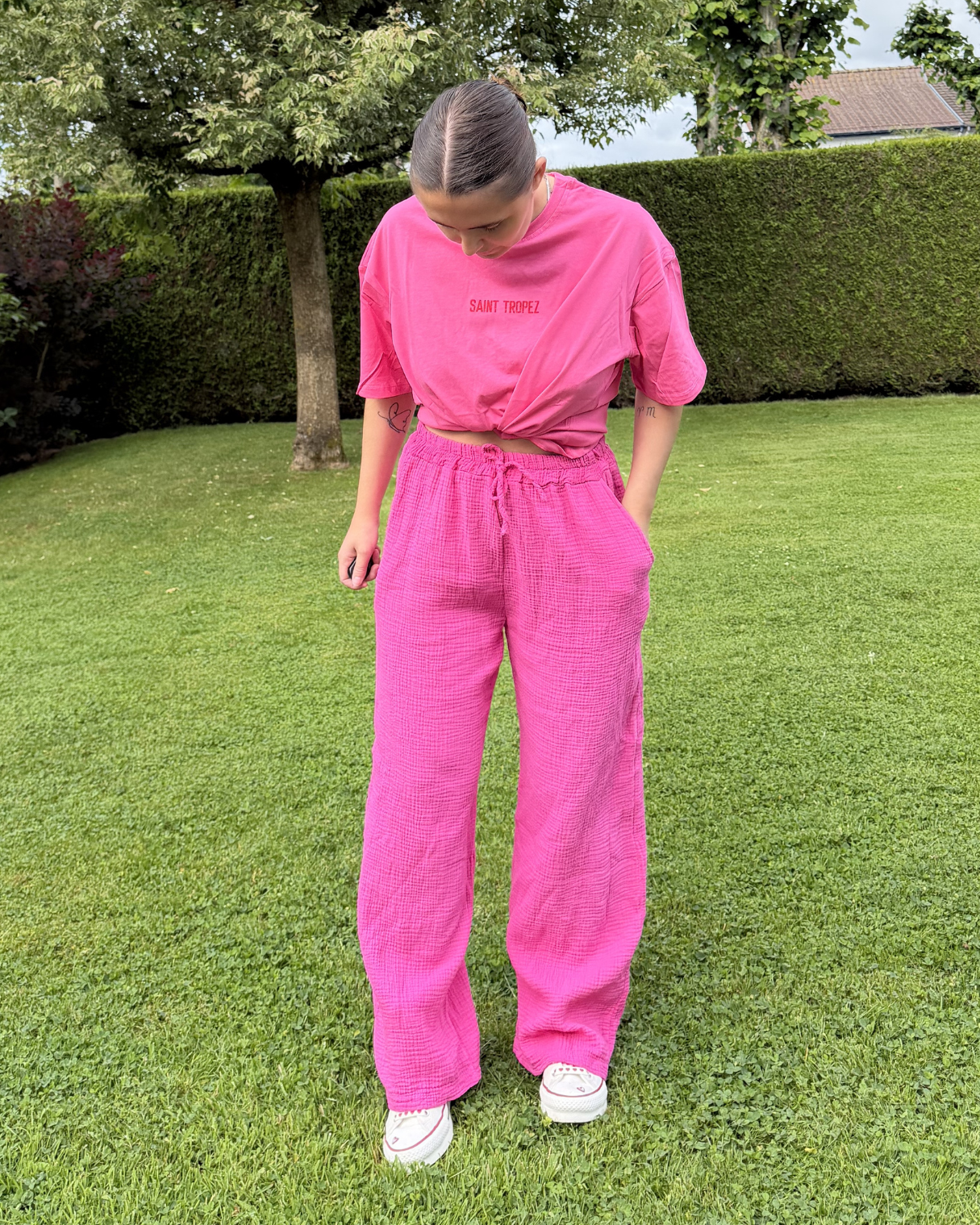 Anais - Pantalon en coton Fuschia