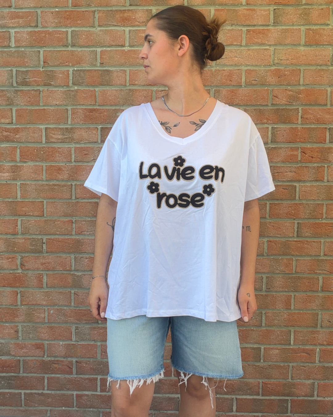 La vie en rose - Teeshirt col en V