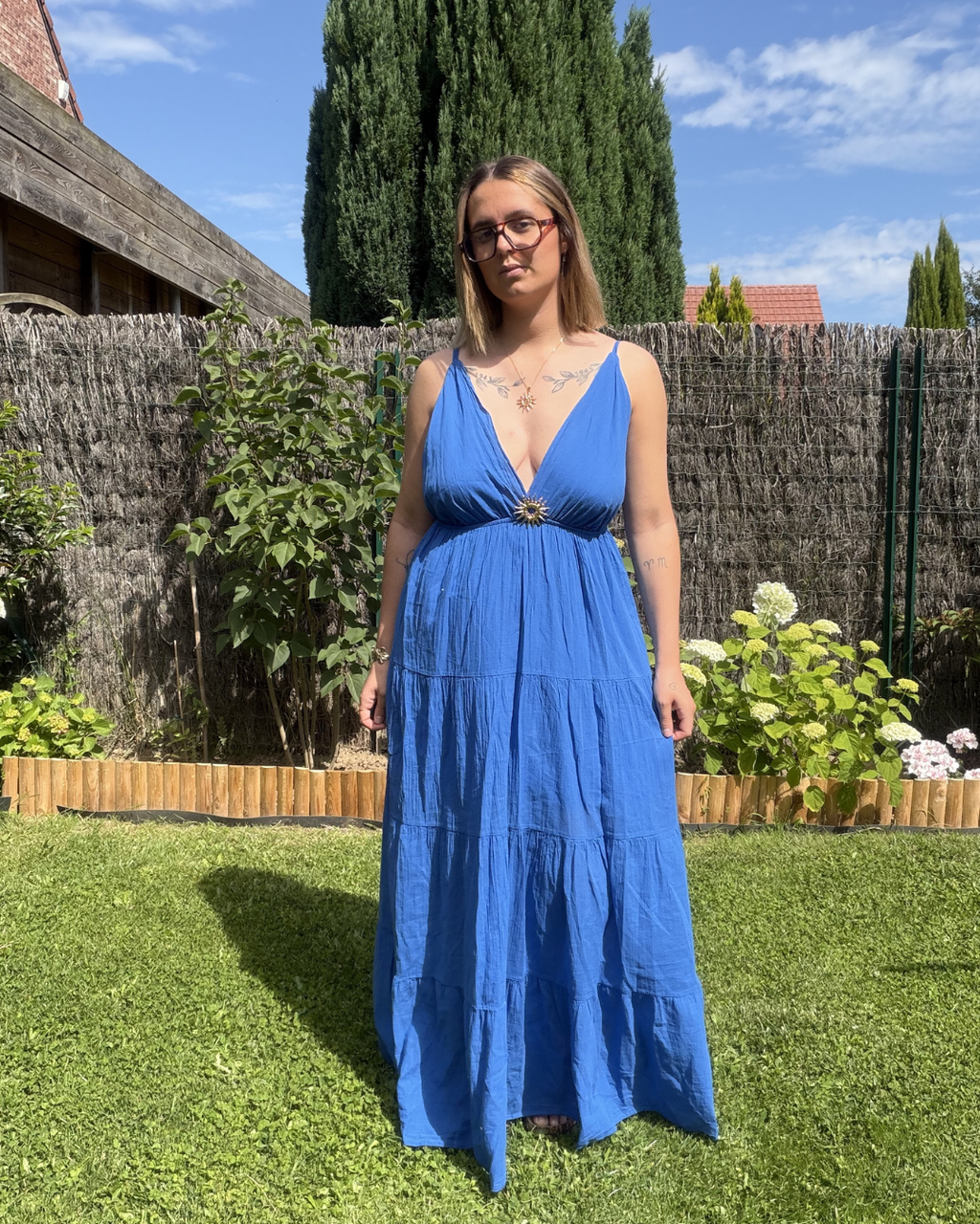 Alya - Robe coton Bleu électrique