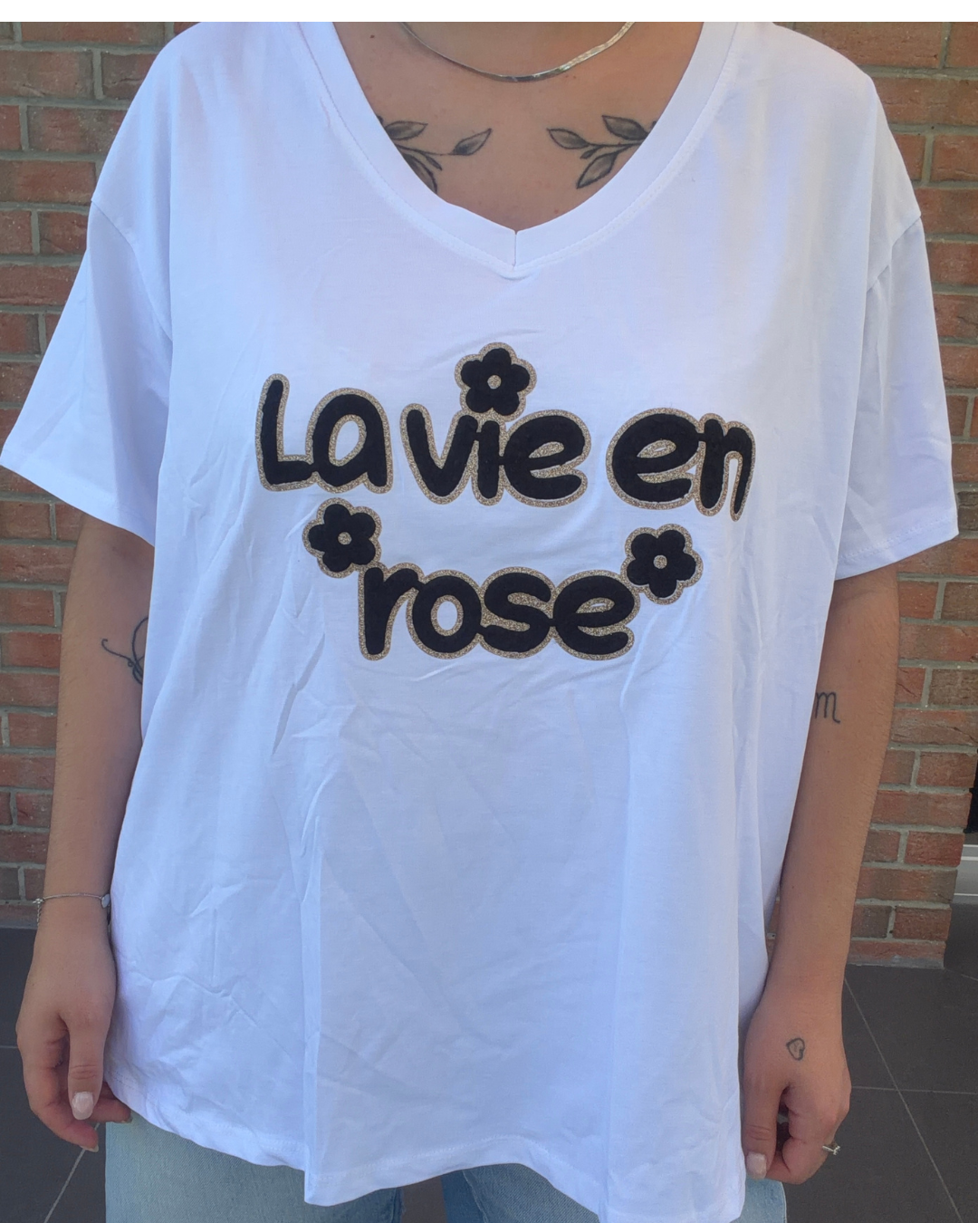 La vie en rose - Teeshirt col en V