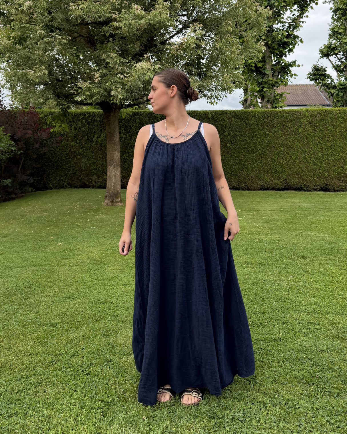 Alexandra - Robe Coton Marine