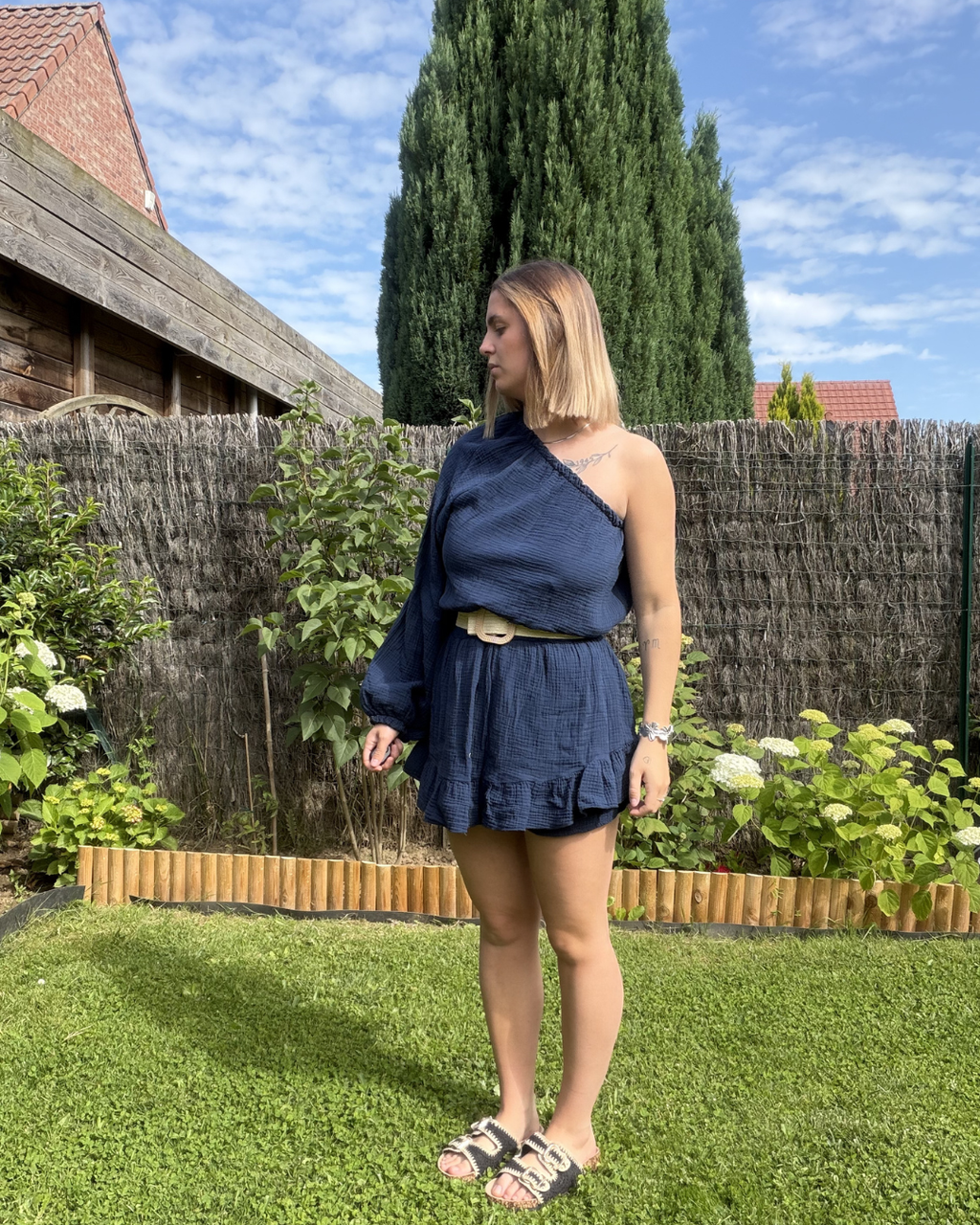 Camille - Combi short bleu marine