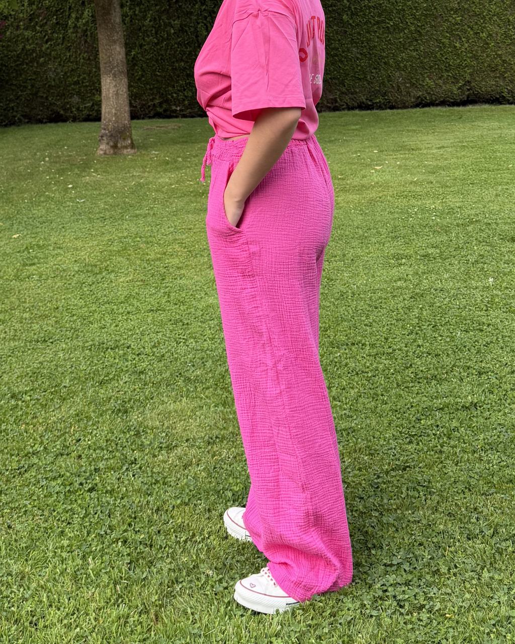 Anais - Pantalon en coton Fuschia