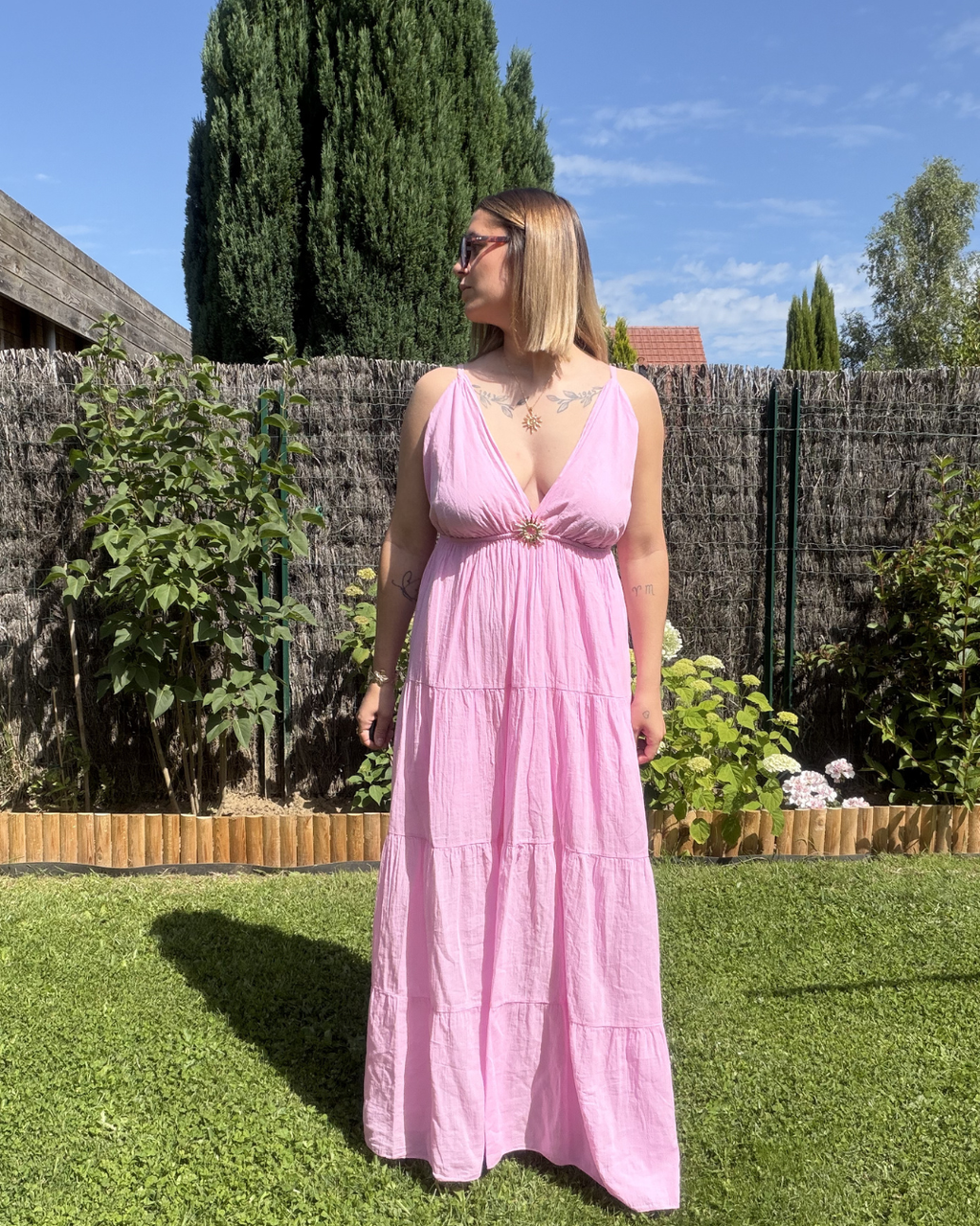 Alya - Robe Coton Rose bonbon