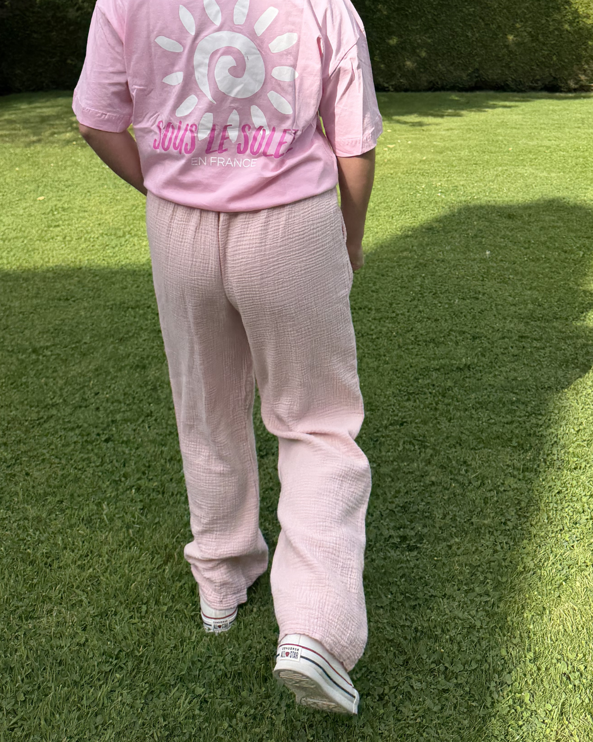 Anais - pantalon en coton Rose poudré
