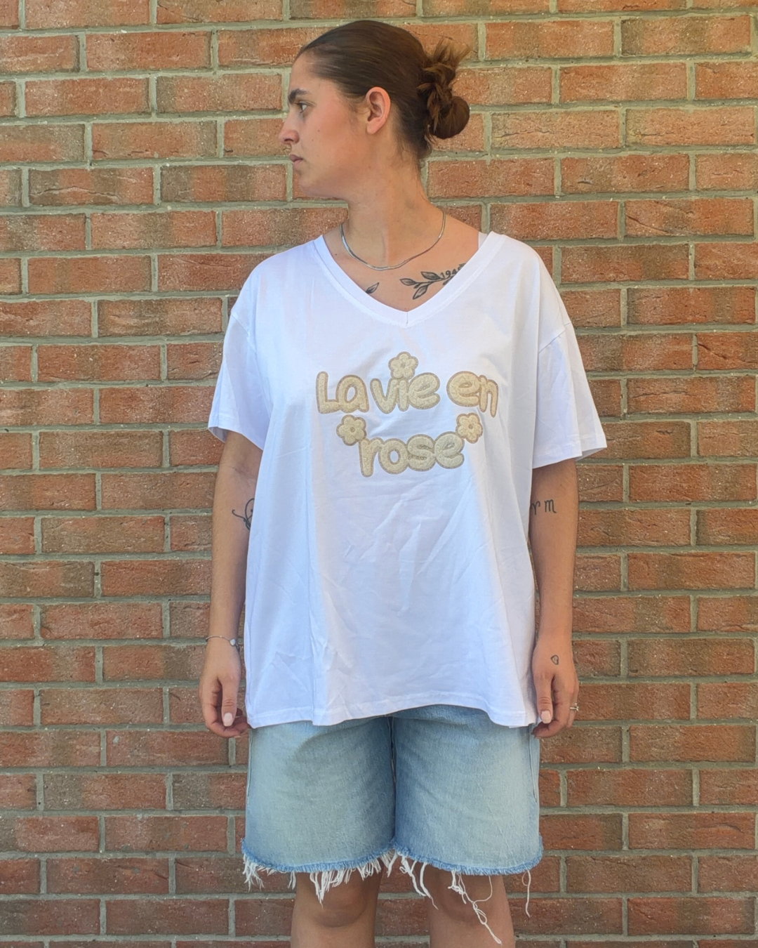 La vie en rose - Teeshirt col en V