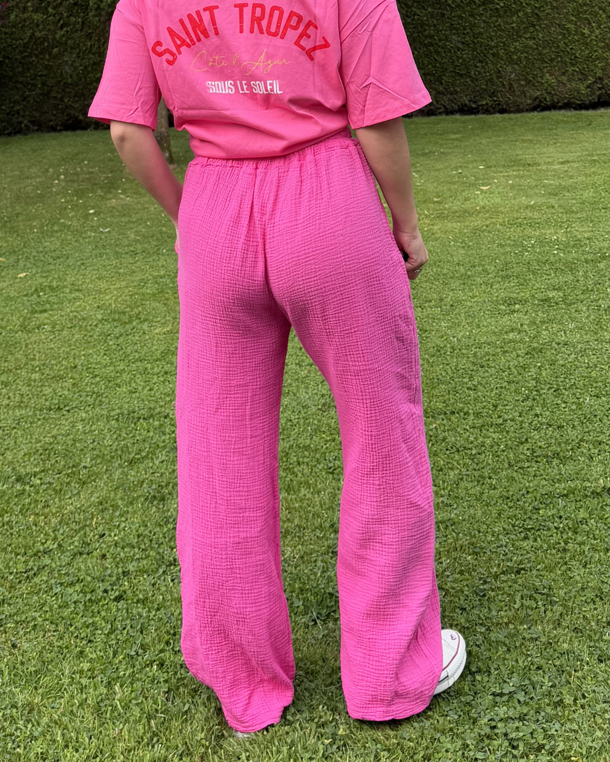 Anais - Pantalon en coton Fuschia