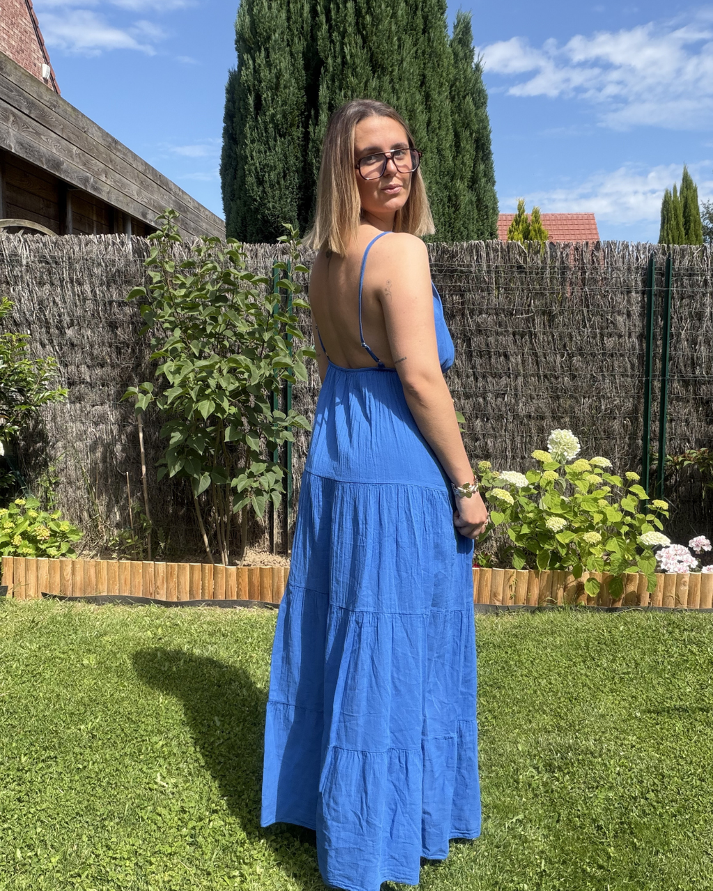 Alya - Robe coton Bleu électrique