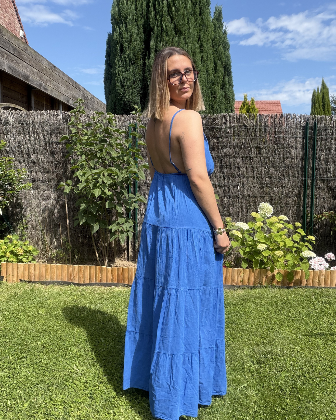 Alya - Robe coton Bleu électrique